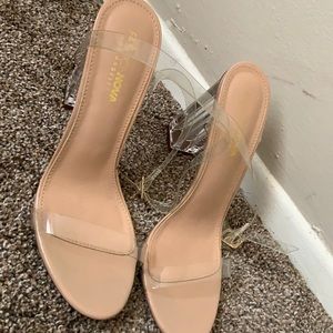 Tan/ clear heels